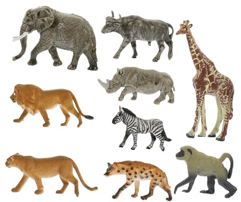 Beaupretty Miniatures pour Garçon et Filles et Accessoires Photo Figurines Animaux Sauvages en Plastique 9pcs Modèle Animalier Debout pour Décoration Intérieure