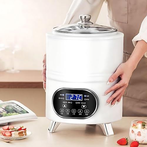 Giuggiolared Máquina para Yogur Natural y Saludable de 8L/12L, Yogurtera con Tapa Transparente y Control Digital para Elaborar Yogur Griega y Queso Fresco Fácilmente White-12L