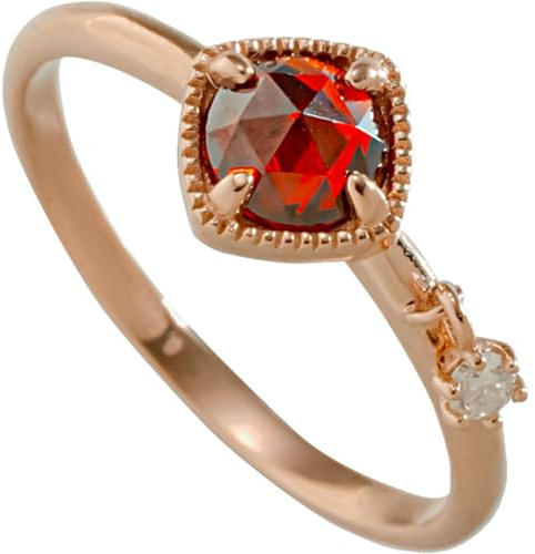 Ayoiow Damenring Trauring Roségold, Elegant Rubin und Diamant Vorsteckring Gold Damen, Goldring 585 Frauen für Freundin