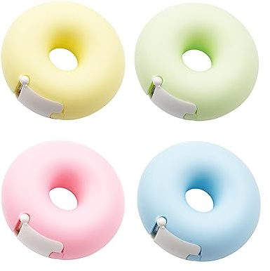 4-pack munkformade mini tejpdispensrar med band, söta skrivbordsskärare för konst och hantverk, hem, skola, kontor och scrapbooking