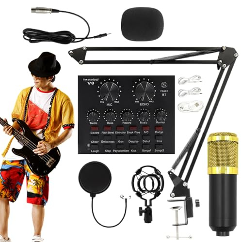 Podcast-utrustningspaket: inspelningsstudio med kondensatormikrofon, podcast-kit, kardioidpickup, plug and play-inställningar, strömning, röstinspelning, spel, användning av