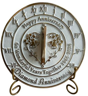 NauticalMart Anniversary Sundial Gift for 60th Diamond Wedding Anniversary in 2026 - Home Decor Or Garden Present Idea - Handmade Decorative for Him, Her Parents Or Couples 60 Year Celebration