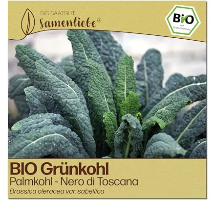 Samenliebe BIO Grünkohl Samen | Nero di Toscana - italienischer Palmkohl - winterhart - samenfestes BIO Saatgut