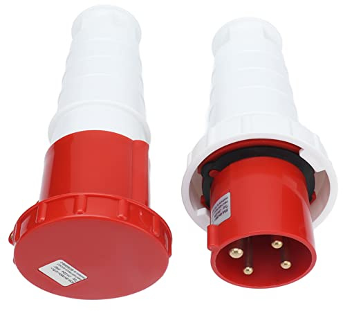 LUCKDANO Enchufe Trifásico Enchufe Industrial Conector Trifásico de 4 Pines IP67 Conector de Aviación Impermeable 380V415V 63A 3P+E para Uso Industrial y Agrícola