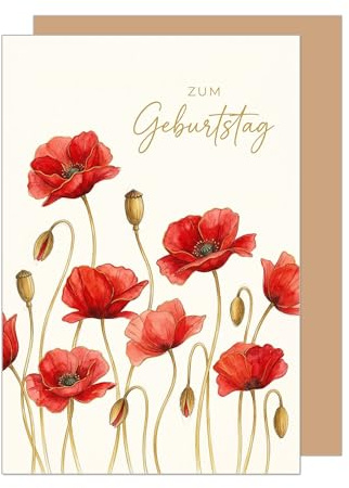 Edition Seidel Premium Glückwunschkarte zum Geburtstag mit Umschlag. Geburtstagskarte Grußkarte Karte Klappkarte Spruch Frau Mutter Freundin Mohn Blumen Zuneigung Liebe rot edel (G4373 SW026)