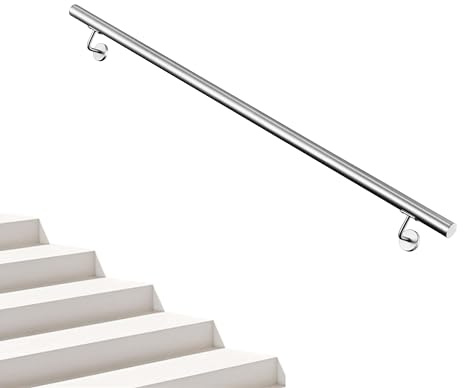 AICA Barandilla de escalera, Pasamanos de acero inoxidable 304 cepillado, 80 cm con 2 Soportes, para Interior y Exterior