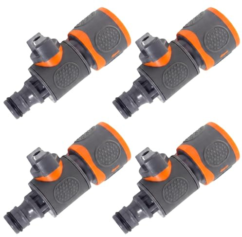Giunto per tubo con valvola di regolazione, 4 connettori per tubi da 1/2 pollici con valvola di intercettazione, tubo da giardino per tubo dell'acqua, valvole e collegamenti per regolazione continua e