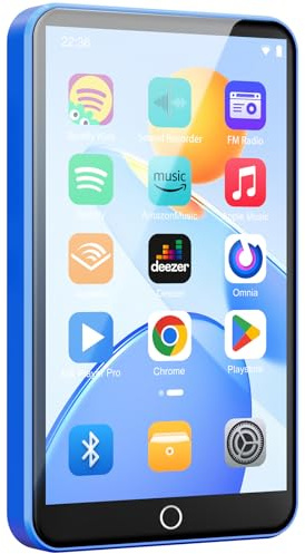 Fanvace Android MP3 Players with Bluetooth WiFi, MP3 & MP4 Players with 4 Touchscreen and Speaker, Spotify MP3 Music Player with Audible, Amazon Music, Parental Controls, Play Store (16GB, Blue)