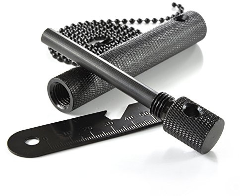 2er SET Feuerstahl mit Gehäuse aus gefräßtem Aluminium in schwarz mit Feuerstein aus Magnesium (60mm Länge) für Outdoor / Survival, Camping-Anzünder (Firesteel) mit integriertem Kompass, Magnesium-Flint 102 Gramm - Marke Ganzoo