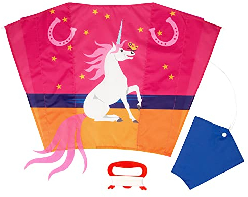 Wolkenstürmer® Sled Einhorn Sunny - Kinderdachen für Einsteiger ab 3 Jahren - Einleiner - 1 Leiner Kinder Flugdrachen ohne Gestänge mit Pferd und Horn