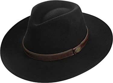 Harrys-Collection Rollbarer Hut mit breiter Krempe braunes Stoffband in 3 Farben!, Farben:schwarz, Kopfgröße:57