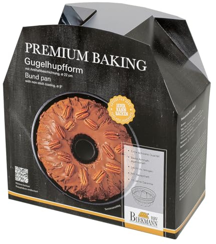 Birkmann, Premium Baking, Gugelhupfform, aus hochwertigem Karbonstahl mit Marken-Antihaftbeschichtung, mit Rezeptidee via QR Code, Ø 22 cm; Höhe 10 cm, 882089