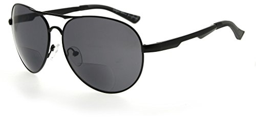 Eyekepper Bifokal Sonnenbrille Pilot Stil Sun Leser Draussen Lesung Gläser(Schwarz,3.50)