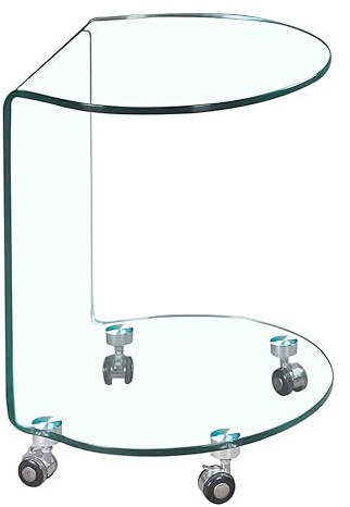 Meubletmoi Runder Beistelltisch aus Glas - Endtisch aus transparentem Glas auf Rollen - Ambiance Modern - Ice