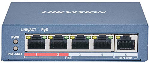 Switch Hikvision 4 Poe 10/100m Unmanaged. +1 Porta Uplink Da 100m. 802.3af/at 2