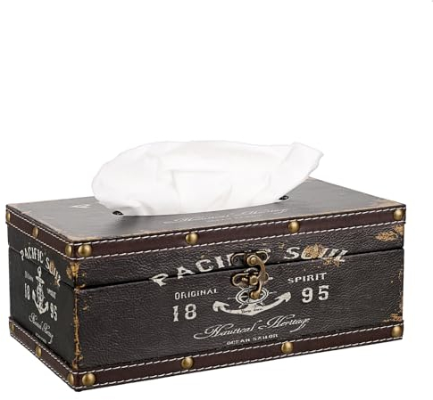 Sumnacon Taschentuchbox-Abdeckung, rechteckige Taschentuchbox mit Deckel, Holz-Tücherbox-Halter, Retro-Tücherhalter, dekorative Taschentuchabdeckung für Badezimmer, WC, Wohnzimmer, Küche, Tisch,