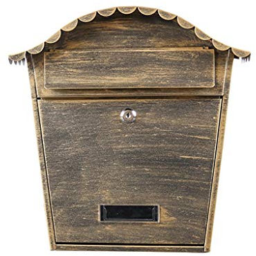 KONGY Briefkasten, Retro Wandmontage Abschließbarer Briefkasten Wasserdicht Grosse Kapazität Metall Briefkasten Letterbox (Farbe : Bronze Gold, Größe : Customized)