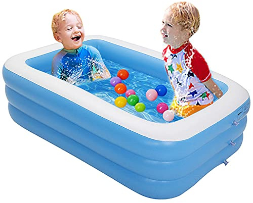 TONGQU Kids Paddling Pool, Large Swimming Inflatable Pool, Rectangular Swimming Pool, Summer Water Party, for Garden Backyard Indoor & Outdoor