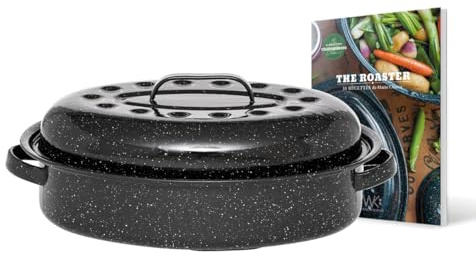 Graniteware - Cocotte Roaster en acier émaillé + livre de recette – Format moyen