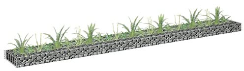 Norheim Gabion,Gabion Jardin,Gabion jardinieres Exterieur,Parterre surélevé en Gabion,jardinière en Cage à Pierre, Lit surélevé à Gabion Acier galvanisé-270x30x10 cm