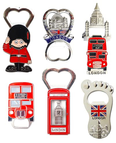 Best Mix of Famous UK UK London Icons Lot de 6 décapsuleurs aimantés pour réfrigérateur