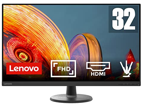 Lenovo D32-40 - Monitor 31.5 FHD (VA, Tasa de Refresco 60 Hz, Tiempo de Respuesta 4ms, HDMI 1.4 + DP 1.2, Cable HDMI, Montaje VESA de 100 mm) Ajuste de inclinación - Negro