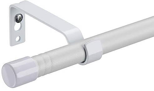 Harrms Barras de cortina para cortinas con ojales, color blanco mate, barra de cortina de gasa de 16 mm, 76-117 cm, barra de cortina de ventana extensible con soportes ajustables para dormitorio, sala