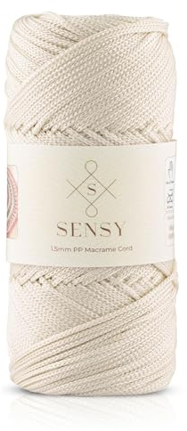 S Sensy - Ekrü 1.5MM Premium Polypropylen Makramee-Kordel, 100g, 150m