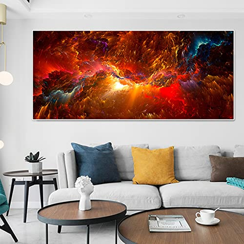 HEHGVCF Abstrakt Leinwandbilder 80x160cm Abstrakt Leinwand Bunte Aurora Bild auf Leinwand Wandbild Kunstdruck Wandbild Wohnzimmer Deko Ohne Rahmen (Bunte A,80x160cm)