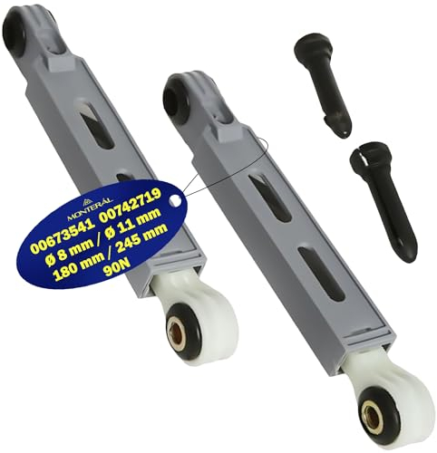 Reparatursatz aus 2 Stück Stoßdämpfer Waschmaschine - Löcher Ø 8 mm und Ø 11 mm - Widerstand 90N - 673541 00742719 742719 Vibrationsdämpfer für Bosch für Siemens - Garantie 10 Jahre - MONTERAL