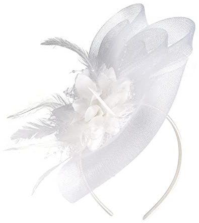 MILAX Fascinator Hochzeit Damen Elegant Fascinator Haarreif Für Hochzeit Cocktail Hochzeit Braut Kopfschmuck Kopfschmuck Feather Veil Mesh Headband 1920s Veil Fascinator Hat for Women