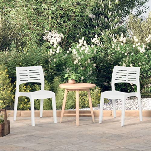 CKioict Esszimmerstühle Terrassenstühle Balkonset Gartenstühle 2 STK. Weiß PolypropylenGeeignet für Garten, Terrasse & Balkon