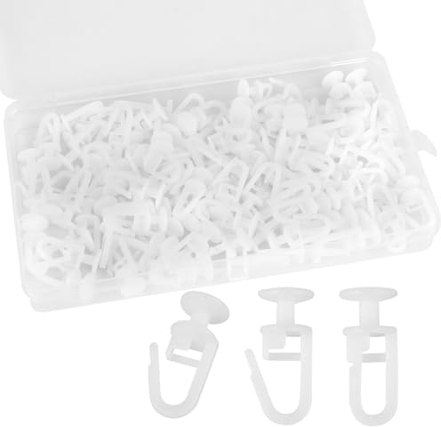 FRUHLING 120 Stück Gardinenhaken Gardinengleiter Vorhanggleiter Gardinenröllchen für Schienen Curtain Hooks Faltengleiter Vorhangschienen Haken für Fenstervorhang Duschvorhang