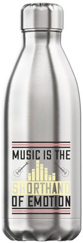 Music is The Shorthand of Emotion Bouteille d'eau isotherme avec slogan d'artiste Argenté