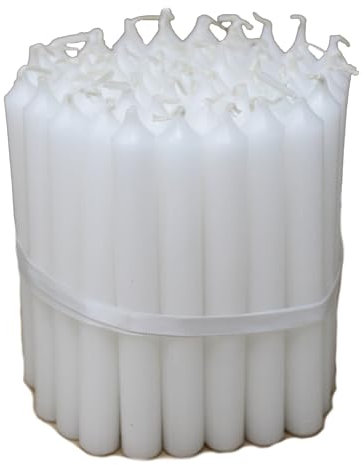 East of India Velas delgadas blancas lisas para iglesia, sin perfume, rital, oración, meditación, Navidad y boda, fiesta, 4.5 pulgadas de alto, caja de 60 unidades