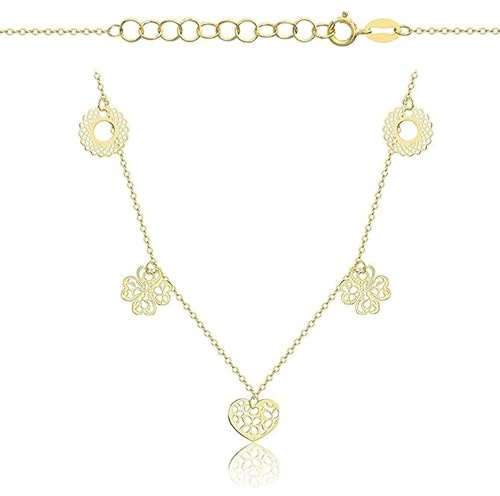 Rodium - Goldkette für Damen aus 585er Echtgold - 42–45 cm - verstellbar mit Hummerverschluss