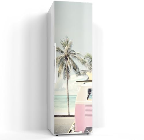 DEQORI Magnetfolie für Kühlschrank 60x200 cm | Motiv Retro Wellenreise | dekorative Magnetmatte Gefrierschrank Schutz | Magnet Deko-Folie selbstklebend, magnetisch & wasserabweisend