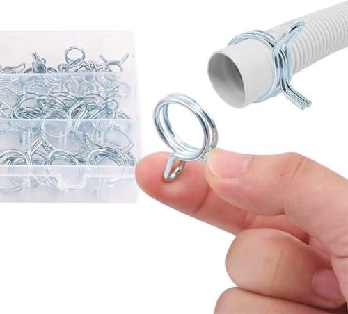 150 Pcs Spring Hose Clamps, 5-14mm Stainless Steel Double Wire Spring Clips Clamp Kits for Fuel Line Hose, Irrigation Water Pipe, Air Tubing