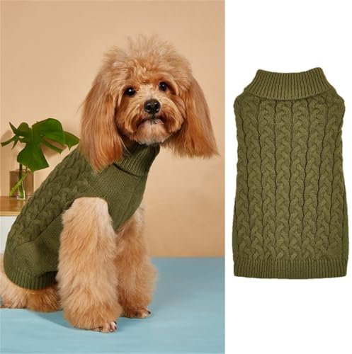 FANSU Hundepullover Kleine Hunde, Hunde Pullover Waschbar Hundepulli, Weich Einfarbig Strickpullover Hunde Shirt Elastisch Warmer Hunde Pullis, Strickpullover mit Beinen (S,Dunkelgrün)