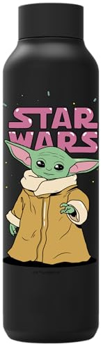 QUOKKA SOLID X STAR WARS | BOTELLA TÉRMICA DE ACERO INOXIDABLE DOBLE PARED | THE MANDALORIAN GROGU NEON