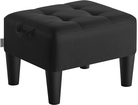 SONGMICS Pall, Pall i konstlinne, Tjock stoppning, 150 kg lastkapacitet, för vardagsrum, sovrum, hall, bläcksvart LOM502B01