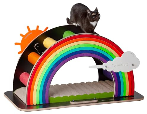 CanadianCat Company | Design-Kratzmöbel Rainbow - bunt | Kletter-Bogen mit Kratzbrett | 105 x 45 x 55 cm