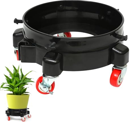 Ldafava Schwerlast-Rollbrett rund, Pflanzenroller mit 5 PP-Rollen & Edelstahlrohr, verstellbar für Blumentöpfe, Eimer und Autowäsche, Transportwagen für Sonnenschirme, Haushalt & Garten, schwarz