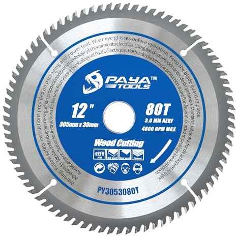 PAYA TCT Kreissägeblatt Ø 305 mm x 30 mm 80 Zähne Kreissäge Zubehör Sägen Heimwerken Schneiden Brennholz Für Paletten, Holz etc. PY3053080T