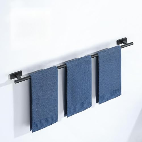 Mooche Porte Serviette Mural, Longueur 80 CM, Barres Porte-Serviettes Support Mural, en SUS304 Acier Inoxydable, Porte Serviette de Bain Antirouille et Durable, Noir