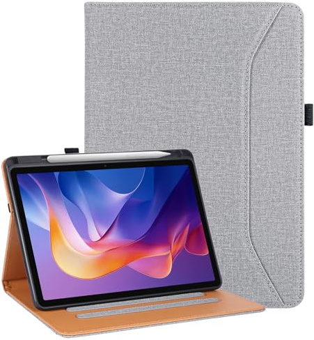 Vakarey per Redmi Pad 2 Cover con Portapenne,Custodia per Xiaomi Redmi Pad 2 4G 11 Pollici 2025,Grigio Chiaro