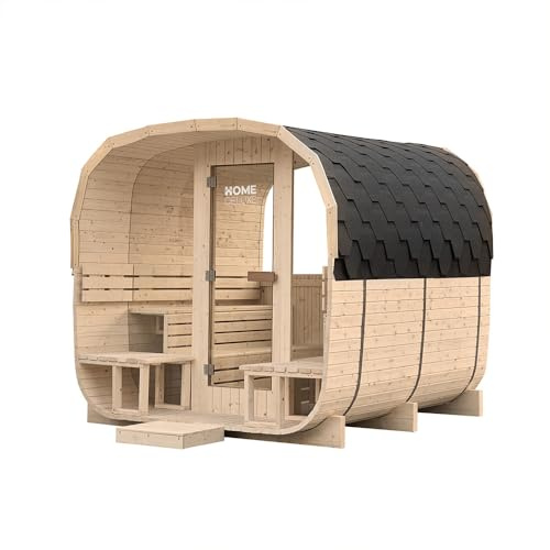 Home Deluxe Sauna de Jardin Hygge Deluxe - Dimensions : env. 230 cm x 220 cm | Sauna extérieur, Sauna tonneau, Sauna pour Le Jardin
