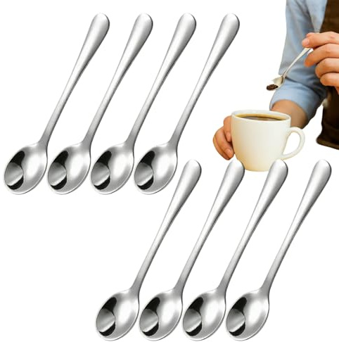 8 Stück Tiny Edelstahl Löffel für Gewürzgläser, 7,5 cm | Kleine Gewürzlöffel für Gewürzgläser, Salz, Zucker, Honig – Robuste, wiederverwendbare Tiny Scoops für präzises Dosieren