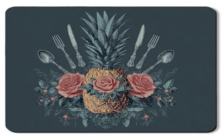 Pineapple and Roses Dish Drying Mats For Kitchen Counter, Vintage Floral Absorbent Rubber Dish Drainer Rack Mat, Elegant Drying Pad For Coffee Bar Protector 12x20 Inch