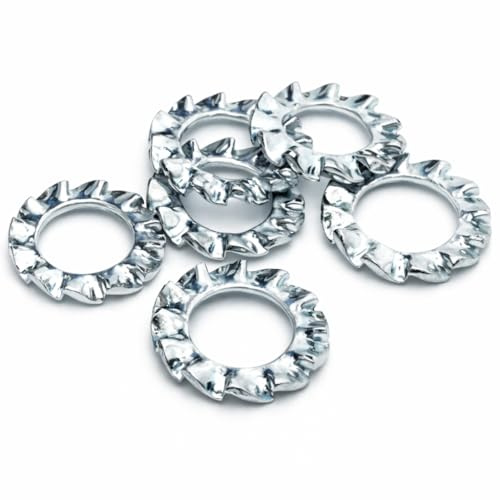 Rondella dentellata esterna M4 (4 mm) (confezione da 100) zincata DIN6798A antivibrazione in acciaio resistente agli urti – C05B/1